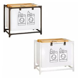 Cesto de Roupa Suja Estante Lavanderia Banheiro Desmontável - 2