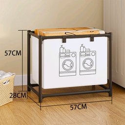 Cesto de Roupa Suja Estante Lavanderia Banheiro Desmontável - 3