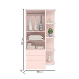 Quarto Infantil Lua Encantada Guarda Roupa , Berço e Cômoda Trocador Rosa - 4
