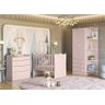 Quarto Infantil Lua Encantada Guarda Roupa , Berço e Cômoda Trocador Rosa - 1