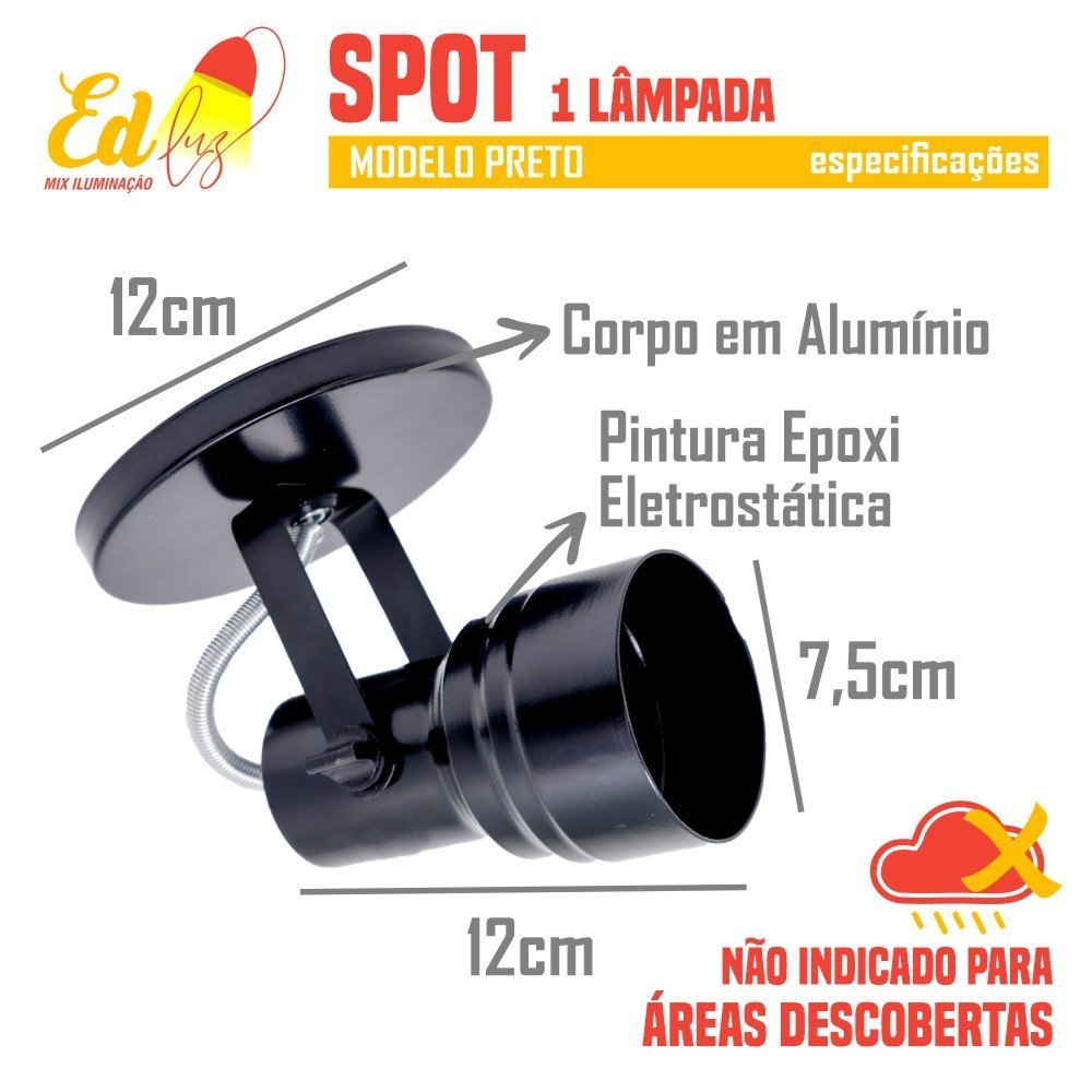 Luminária Spot Sobrepor Lustre Teto 1 Lâmpada - 3