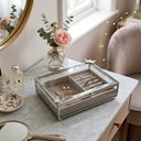 Ver imagem 4 de Porta Joia Decorativo em Metal Prateado com Cristal 5x20x14cm para Organização e Decoração