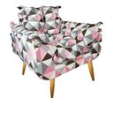 Ver imagem 1 de Poltrona Opala Suede Estampado Triângulo Rosa Pés Palito