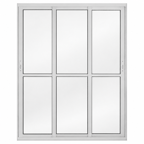 Porta Balcão 3 Folhas Vidro Alumínio Branco 210x150 Linha 25