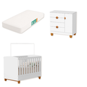 Ver imagem 1 de Quarto de Bebe Berço Americano + Comoda Infantil Apolo com Colchão Branco Fosco