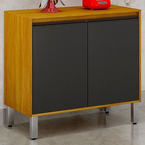 Balcão de Cozinha Eduarda 2 Portas Cinamomo/Grafite - Chf Móveis