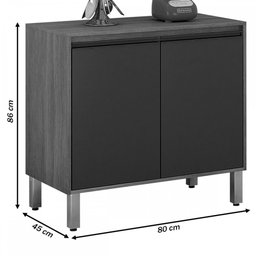 Balcão de Cozinha Eduarda 2 Portas Cinamomo/Grafite - Chf Móveis - 3