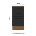 Ver imagem 3 de Balcão Armário de Cozinha 40 cm 3 Gavetas Rustic/Preto Agata Madesa