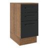 Balcão Armário de Cozinha 40 cm 3 Gavetas Rustic/Preto Agata Madesa - 2