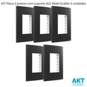 Ver imagem 2 de Kit 5 Placa 4x2 3 Postos Grafite C/ Suporte Sleek Margirius Cor:grafite