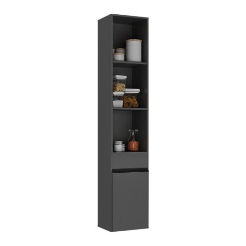 Paneleiro Armário de Cozinha com 1 Porta e 3 Nichos 36cm Suspenso Milano Multimóveis MP3430 Grafite