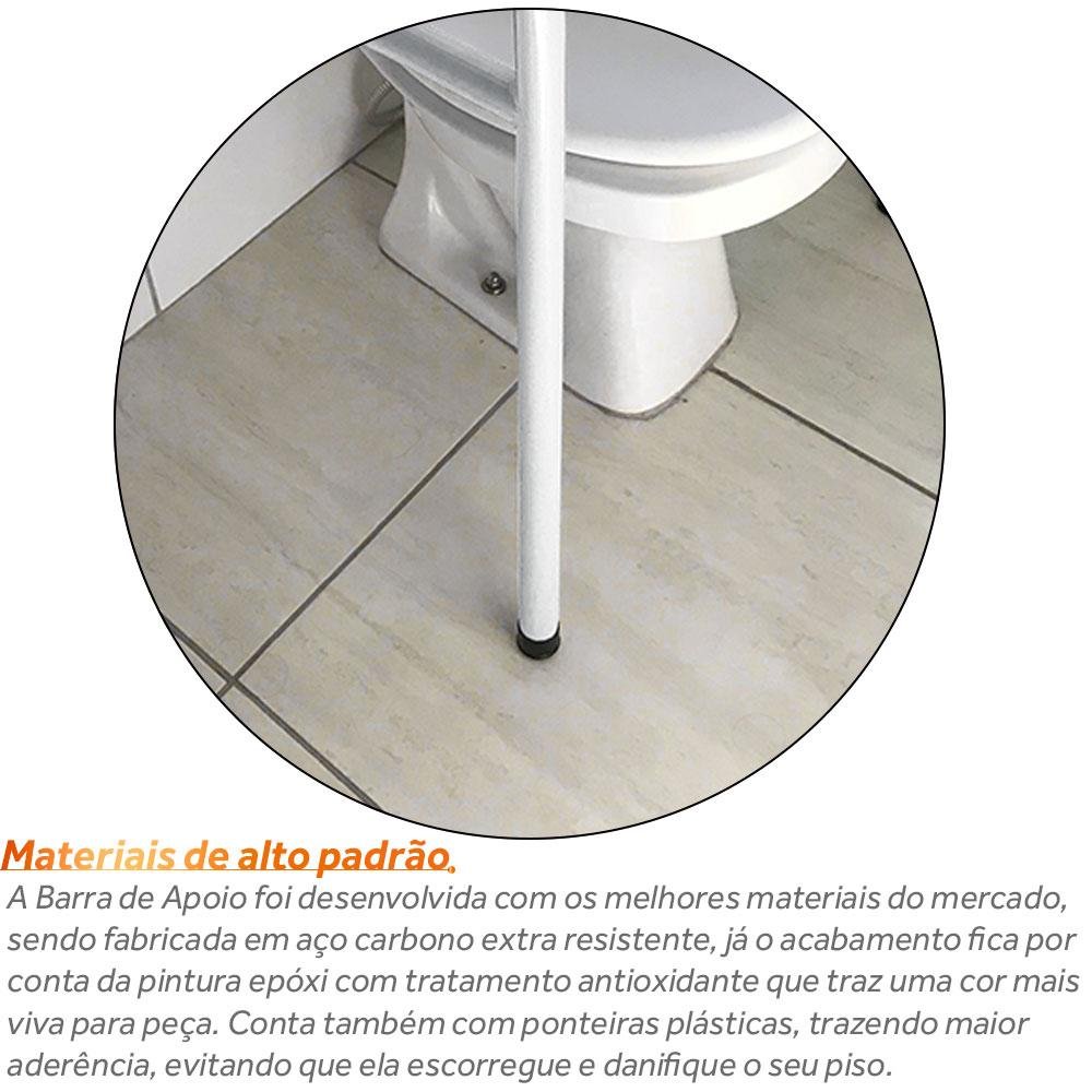 Conjunto Barras de Apoio Idosos para Banheiro em Aço 77cm Branco - 4