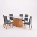 Ver imagem 2 de Conjunto Sala de Jantar Mesa Dora 160cm Tampo MDF e Vidro Canto Reto 6 Cadeiras Tainá