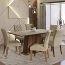Ver imagem 1 de Conjunto Sala de Jantar Mesa Tampo de Madeira 6 Cadeiras Rustic/crema/imperial Britney Madesa