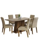 Ver imagem 2 de Conjunto Sala de Jantar Mesa Tampo de Madeira 6 Cadeiras Rustic/crema/imperial Britney Madesa
