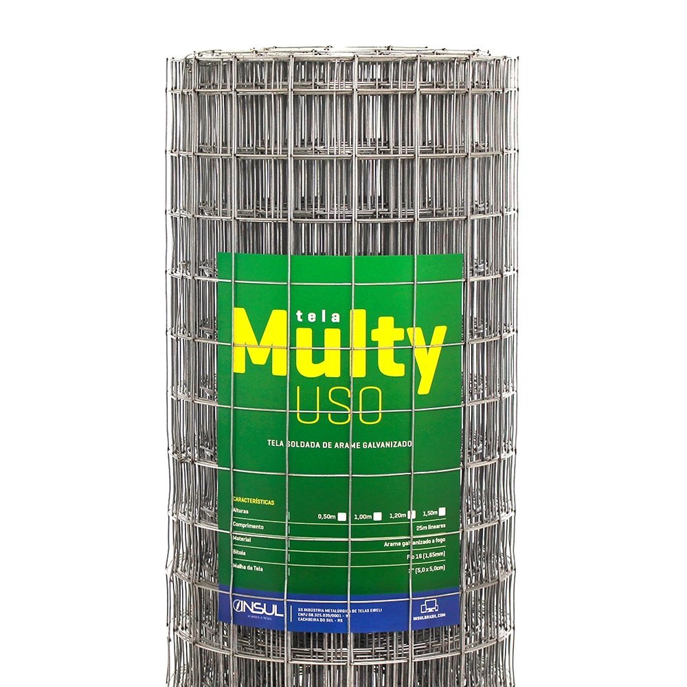Tela Soldada Multy Uso 25m (Fio 16 1,65mm / Malha 5x5cm) - Rolo 25m x 1m altura - 1