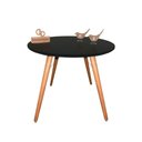 Ver imagem 1 de Mesa Jantar Pés Palitos Tampo Redondo Vidro Laqueado 90cm Preto
