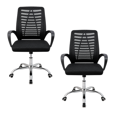 Kit 2 Cadeiras Escritório Ergonômicas E-1078 com Sistema Relax e Laudo Nr17 Preto