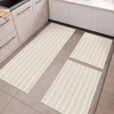Ver imagem 2 de Tapete Cozinha Conjunto 3 Peças 1 Passadeira 1,30m X 0,45m 2 Capacho 0,65m X 0,45m Boho Decorativo