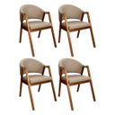 Ver imagem 1 de Kit 4 Cadeiras de Jantar Madeira Maciça Amêndoa Ravena Estofada Suede Bege Ccs