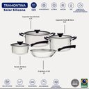 Ver imagem 2 de Jogo de Panelas Tramontina Solar 4 Peças Inox Fundo Triplo Cabo Silicone