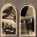 Ver imagem 3 de Espelho Jateado Arco Janelinha Iluminado com Led Quente - 60x150cm