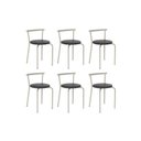 Ver imagem 1 de Banqueta Sala de Jantar 105 Kit 6 Uni Prata/courano Preto - Carraro
