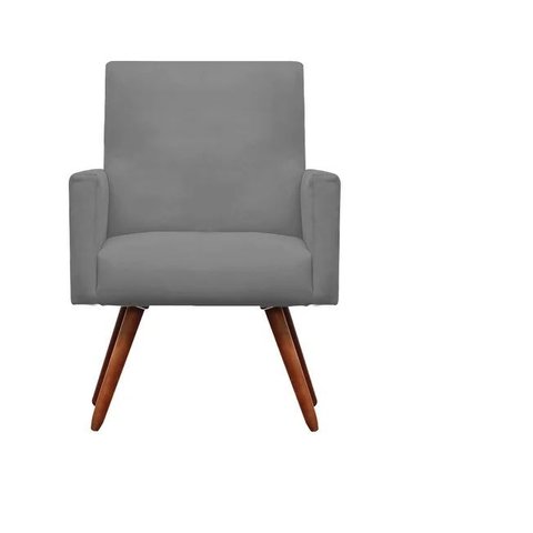 Poltrona Decorativa Nina Sala e Escritório Suede Cinza