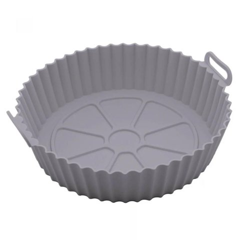 Forma Redonda de Silicone para Air Fryer Cinza 19cm Lyor Assadeira Cozinha Bolos Antiaderente Reutil