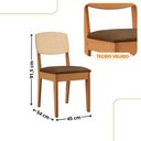 Ver imagem 3 de Mesa Jantar Diane 120cm Tampo Mdf Vidro 4 Cadeiras Copper Prem Moderna Veludo Marrom Off White