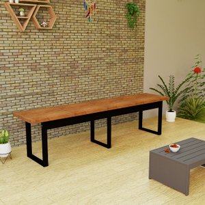 Banco 160cm Estilo Industrial em Mdf e Ferro para Sala de Jantar ou Varanda:nature