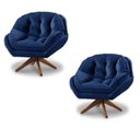 Ver imagem 1 de Kit 2 Poltrona Decorativa Estofada Base Giratória Califórnia Cor:marinho