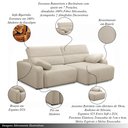 Ver imagem 3 de Sofá Decorativo Sala de Estar Ibiza 4 Lugares 280cm Reclinável e Retrátil Bouclê Bege Claro G89