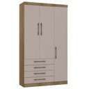 Ver imagem 1 de Guarda Roupa Solteiro 132cm 3 Portas 4 Gavetas Delphi Avelã/cinnamon L01 - Mpozenato