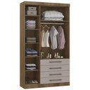 Ver imagem 3 de Guarda Roupa Solteiro 132cm 3 Portas 4 Gavetas Delphi Avelã/cinnamon L01 - Mpozenato