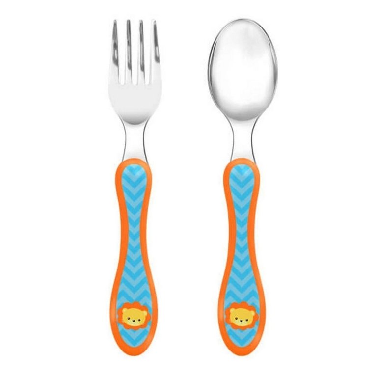 Kit Talher Infantil Leãozinho 10678 Colher e Garfo Anatômico Aço Inoxidável Talher Bebê Papinha Alim Kit Talher Infantil Leãozinho 10678 Colher e Garfo Anatômico Aço Inoxidável Talher Bebê Papinha Alim