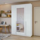 Ver imagem 1 de Guarda Roupa Solteiro Ambiente Alonzo 4 Portas Branco Brilho com Espelho - Lopas