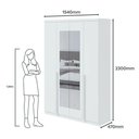 Ver imagem 3 de Guarda Roupa Solteiro Ambiente Alonzo 4 Portas Branco Brilho com Espelho - Lopas