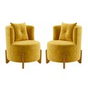 Ver imagem 3 de Kit 2 Poltronas Orgânica Curva Luna Veludo Amarelo - Montanaris Decor