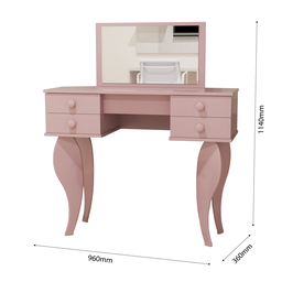 Penteadeira Luxo Rosa Infantil com Espelho 100% Mdf - 4