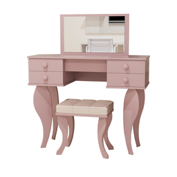 Penteadeira Luxo Rosa Infantil com Espelho 100% Mdf - 2