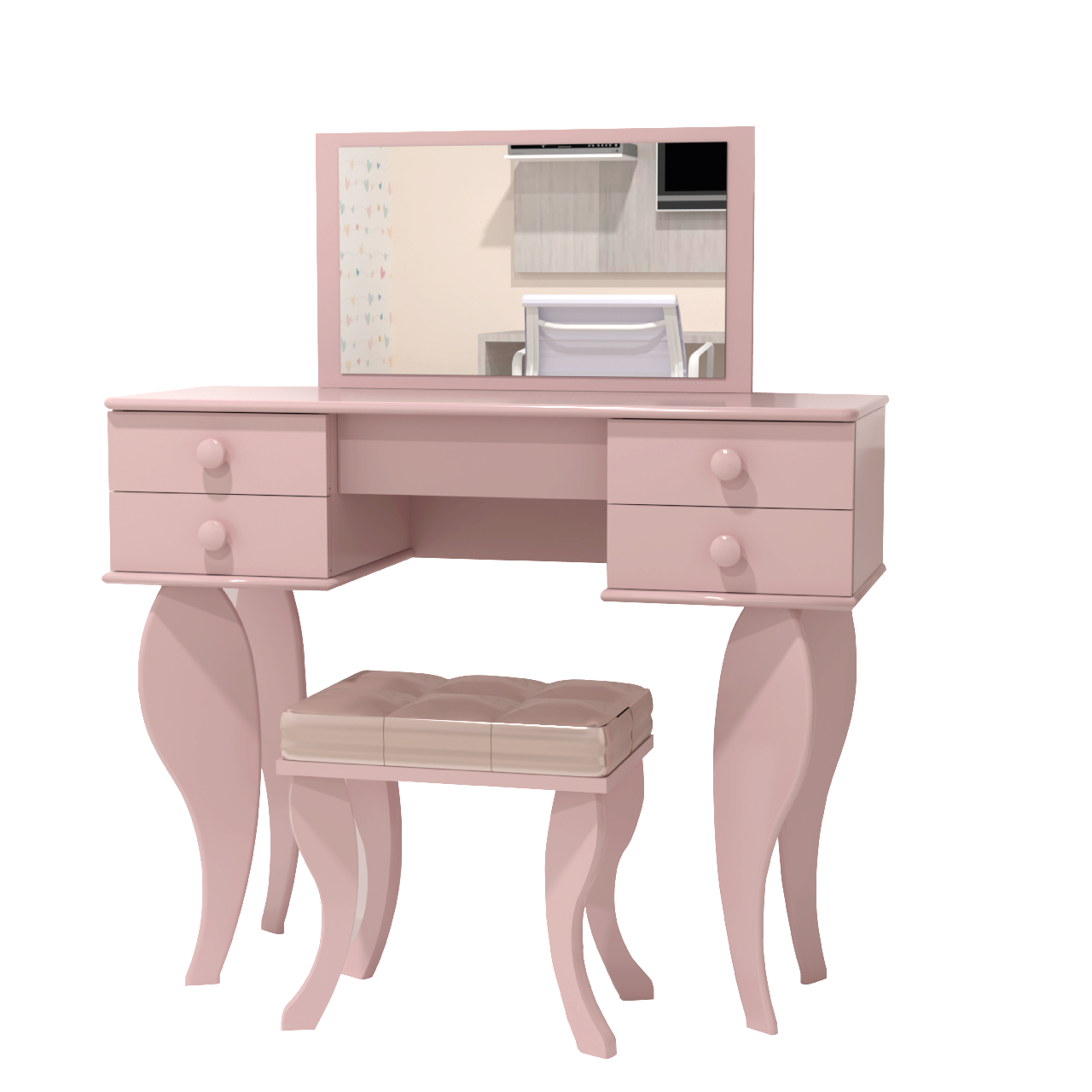 Penteadeira Luxo Rosa Infantil C/ Espelho 100% Mdf