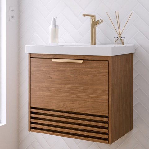 Gabinete para Banheiro 60cm com 1 Porta 1 Gaveta e Cuba de Embutir Paraty