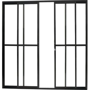 Porta de Aluminio Sacada 4 Folhas com Fechadura Linha Premium:2,10 X 1,50/preto