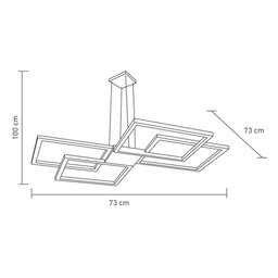 Lustre Pendente Perfil Led 96w Design Moderno Quarto Sala Escritório Bivolt Branco Luz Amarela 3000k - 4