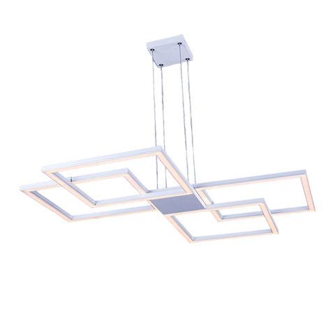 Lustre Pendente Perfil Led 96w Design Moderno Quarto Sala Escritório Bivolt Branco Luz Amarela 3000k