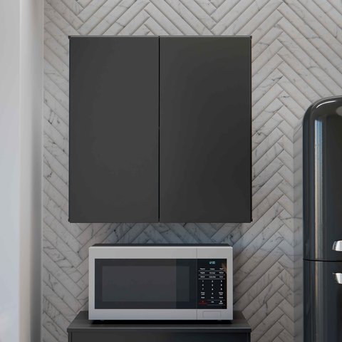 Armário Aéreo 2 Portas Suspenso para Quarto Cozinha Sala Preto - Rede Móveis