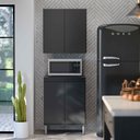 Ver imagem 3 de Armário Aéreo 2 Portas Suspenso para Quarto Cozinha Sala Preto - Rede Móveis
