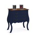 Ver imagem 1 de Cômoda Bombê 1023 Linz Móveis com 3 Gavetas Azul Petróleo/imbuia Glazer