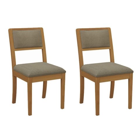 Cadeira Sala de Jantar Alice 2cmm003ca Premium Madeira Maciça Kit 2 Un Carvalho/boucle Bege Fendi